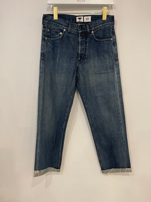 Christian Dior Blue Mid-Rise Large Boyfriend Jeans with Logo Detail Size FR 32 (UK 4) RRP £1,150