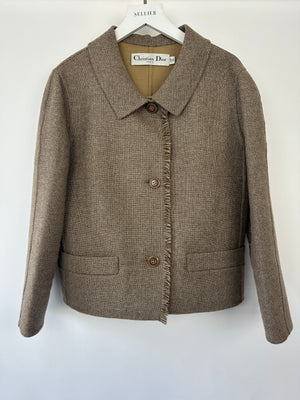 Christian Dior Vintage Light Brown Wool Jacket With Frey Detail FR 40 (UK 12)