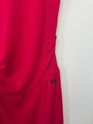 Chanel Hot Pink Short Sleeve Dress with Draped Side Detail Size FR 38 (UK 10)