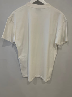 Balenciaga White Over-Sized T-Shirt with Blue Print Size S (UK 8)