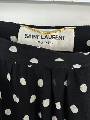 Saint Laurent Black & White Polkadot Silk Mini Skirt Size FR 36 (UK 8)