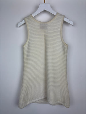 Courreges Vintage Cream Knit Sleeveless Top With Logo Embroidery Detail Size S (UK 8)