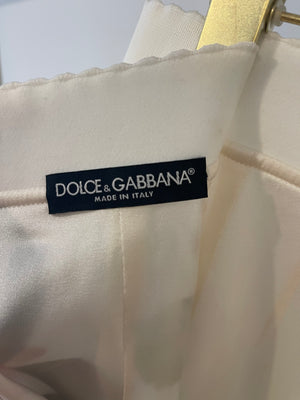 Dolce & Gabbana Cream Midi Silk Floral Skirt Size IT 44 (UK 12)