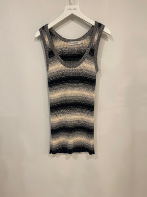 Christian Dior Black and Cream Striped Knit Tank Top Size FR 36 (UK 8)