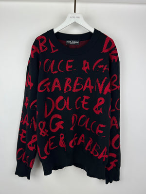 Dolce & Gabbana Menswear Black Logo Long Sleeve Jumper Size L (EU 50)