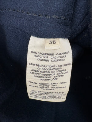 Hermès Black & Navy Cashmere Tailored Jacket With Enamel Buttons and Stitch Detail Size FR 36 (UK 8)