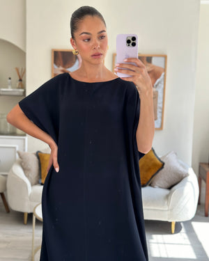 The Row Navy Round-Neck Maxi Dress with Split Detail Size L (UK 12/14)