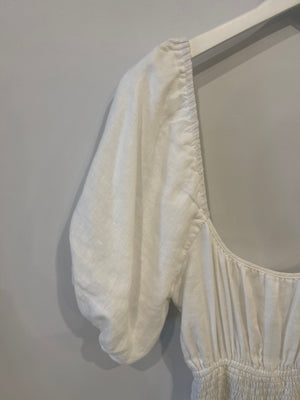 Faithfull The Brand White Midi Linen Dress Size S (UK 8)