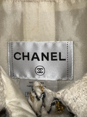 Chanel 12C Cream Tweed Jacket with Gold CC Button Details Size FR 38 (UK 10)