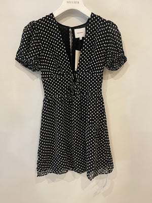 Reformation Black Short Sleeve Polkadot Mini Dress US 0 (UK 4)