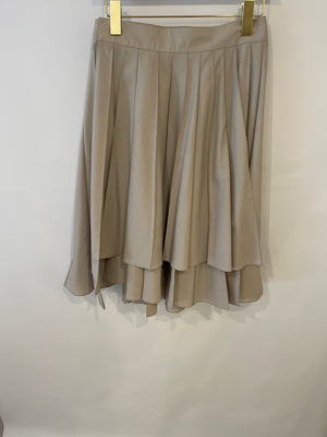 Hermès Beige Wrap Pleated Wool Mini Skirt Size FR 36 (UK 8)