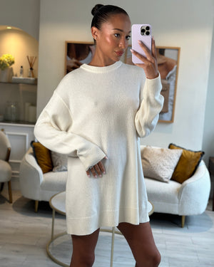 The Row Ivory Crewneck Oversize Cashmere Knit Jumper Size XS (UK 6-8)