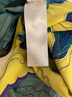 Louis Vuitton Yellow Mini Skirt with Purple and Blue Tulle Effect Details Size FR 36 (UK 8)