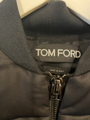 Tom Ford Black Padded Jacket with Waist and Sleeve Details Size IT 44 (UK 12)