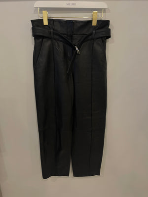 Yves Salomon Black Straight Leather Trousers Size FR 34 (UK 6)