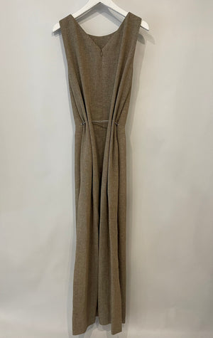 Chanel 08P Beige Sleeveless Linen Maxi Dress with Silver CC Logo Chain Detail FR 40 (UK 12)