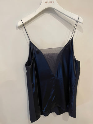 Celine Navy Lingerie Top With Lace Details Detail Size XS (UK 6)