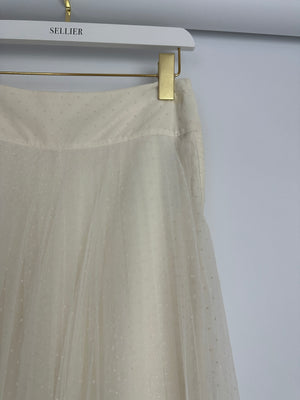 Christian Dior Cream Sheer Polka Dot Tulle Midi Skirt FR 38 (UK 10)