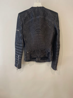 Balmain Black Metallic Textured Jacket with Silver Buttons Size FR 38 (UK 10)