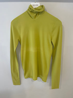 Bottega Veneta Lime Long-Sleeve Top with Turtleneck Detail Size S (UK 8)