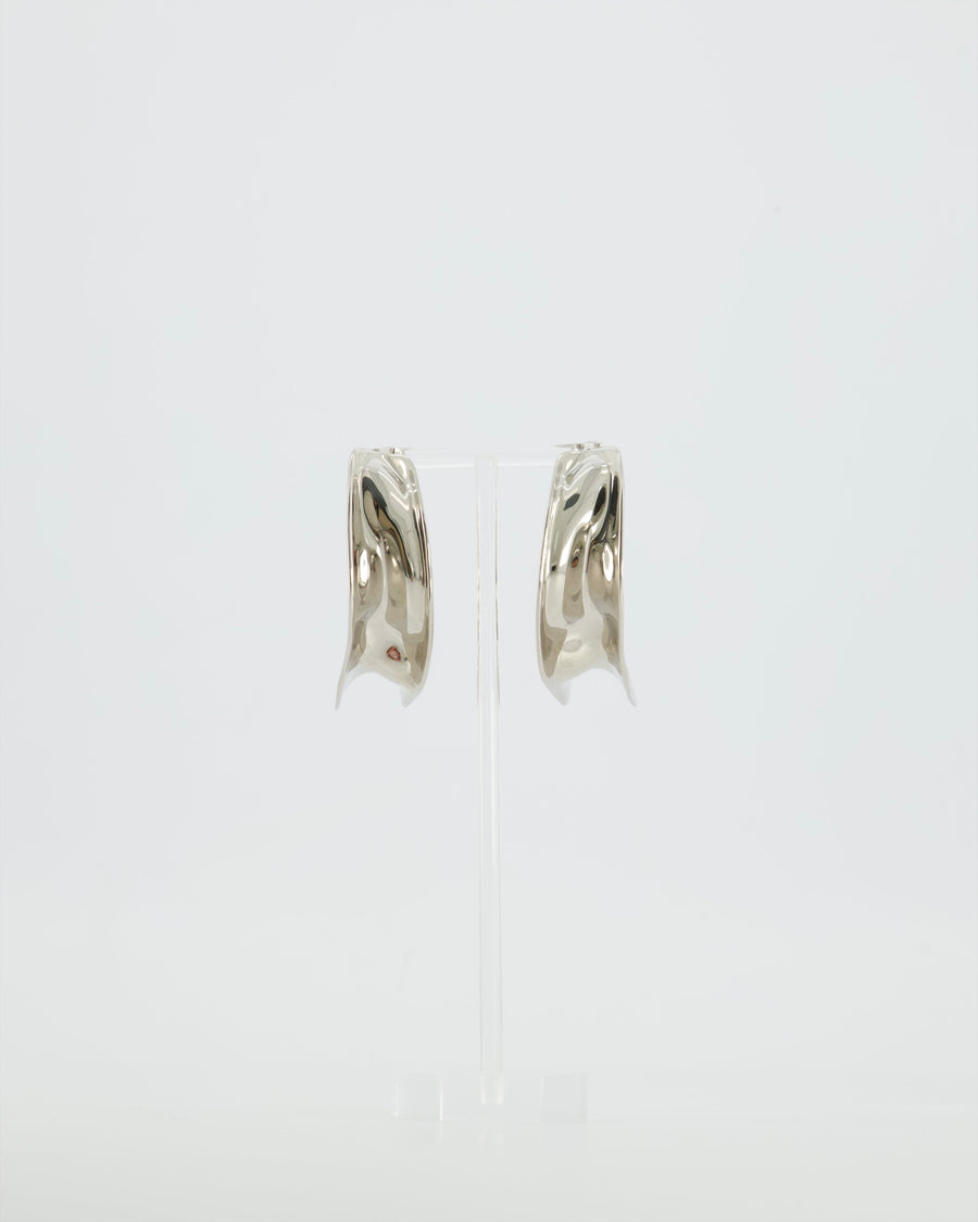 Alaia Fluide Drop Hoop Earrings in Silver