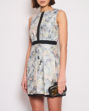 Victoria Beckham Blue Silk Floral Print Dress Size UK 8