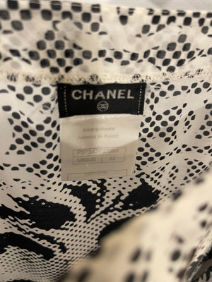 Chanel Black and White Silk Graphic-Print CC Logo Tunic Mini Dress Size FR 42 (UK 14)