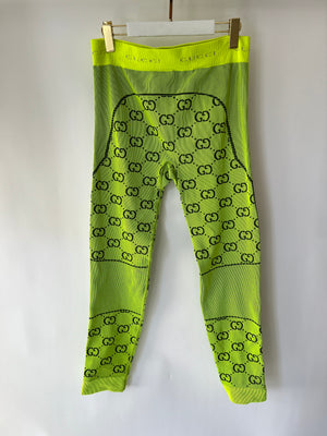 Gucci Bright Green GG Logo Leggins Size IT 42 (UK M)