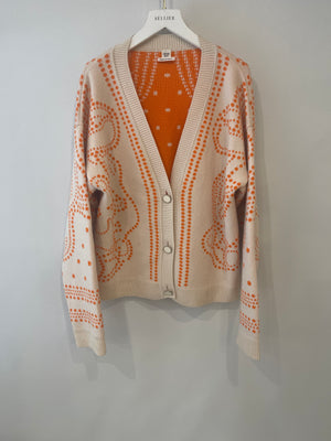 Hermès Cream and Orange Cashmere Brides de Gala Cardigan Size FR 38 (UK 10) RRP £2,450