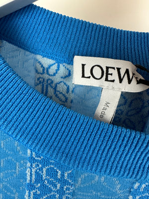 Loewe Blue and White Anagram Long Sleeve Round Top Size M (UK 10)