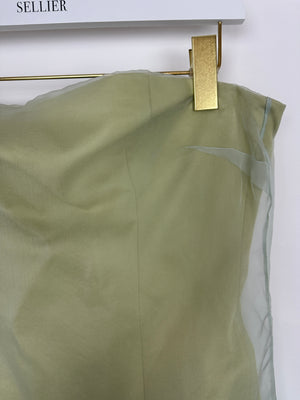 Gauge81 Light Green Silk Strapless Midi Dress Size IT 38 (UK 6)