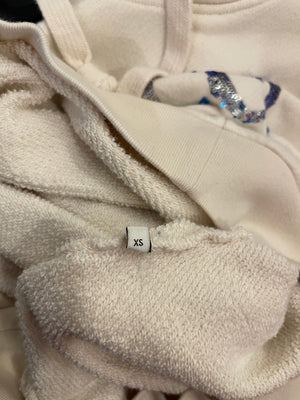 Gucci Cream Hoodie With Embroidered 'GUCCI' in Rainbow Colour Detail Size XS (UK 6)