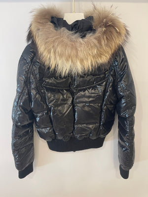 *FIRE PRICE* Moncler Black Puffer Jacket with Fur Collar Size FR 36 (UK 8) RRP £1,500