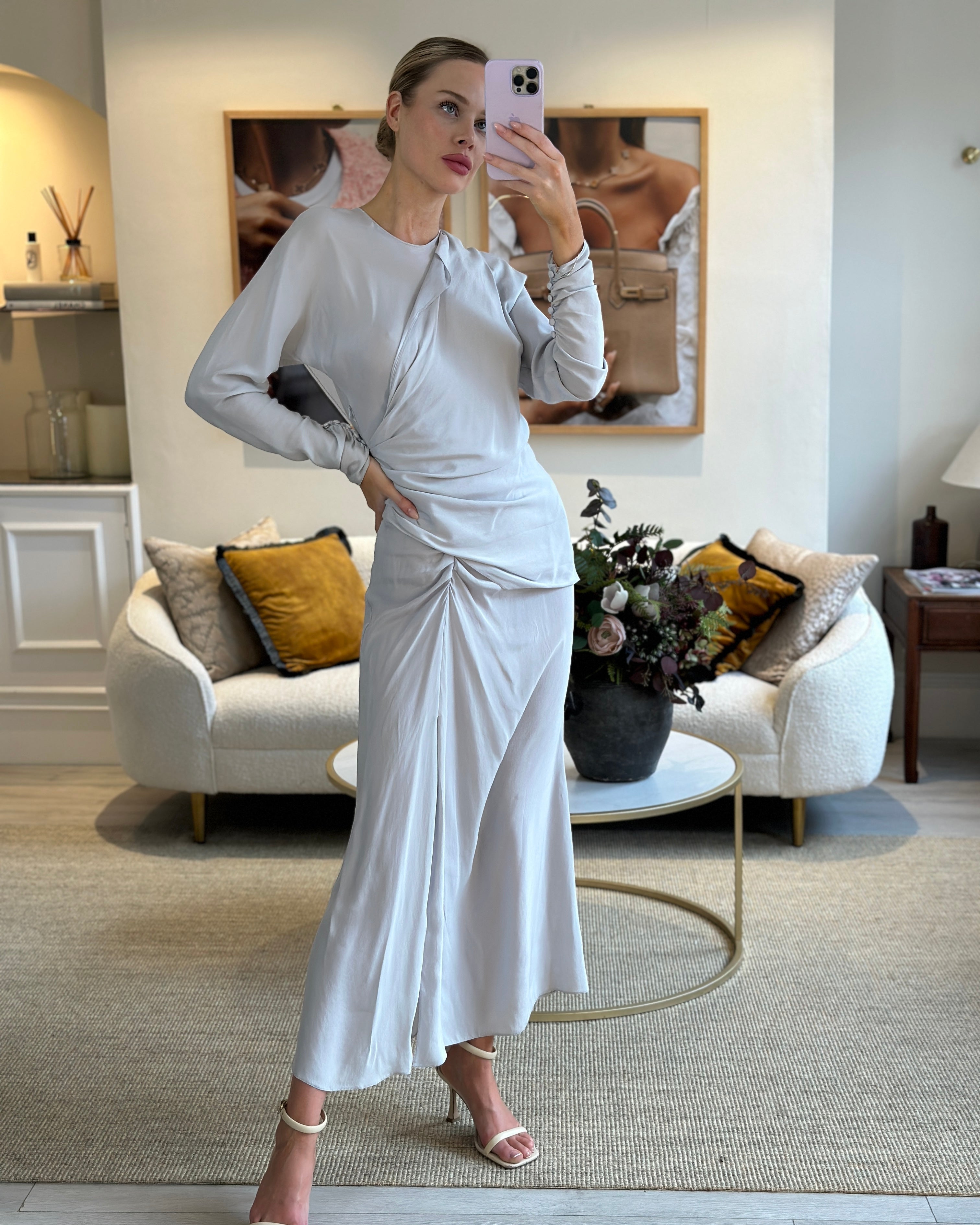 Dove grey maxi outlet dress