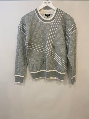 *HOT COLLECTION* Chanel Spring / Summer 2016 Grey Metallic Airline Collection Jumper with Zip and Plane Details Size FR 36 (UK 8) RRP £2,400