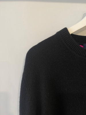 Louis Vuitton Menswear Black Cashmere Jumper with Pink Logo Monogram Size XXL (UK 44)