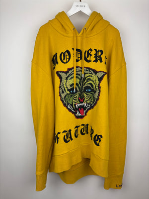 Gucci Menswear Yellow "MODERN FUTURE" Tiger Hoody Size L (EU 50)