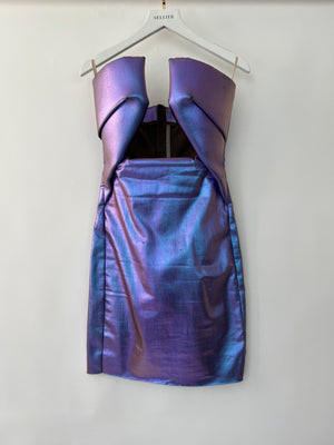 Rick Owens Iridescent Purple Luxor FW23 Denim Coated Prong Midi Dress IT 38 (UK 6)