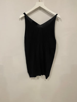 Chanel Black Sleeveless Tank Top with Black Stitched CC Logo Size FR 42 (UK 14)