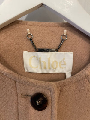 Chloé Beige Wool Jacket with Button Details Size FR 34 (UK 6)