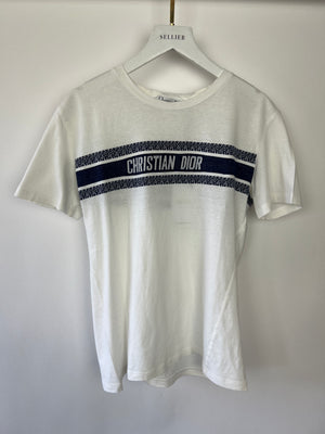 Christian Dior White Logo Print Short Sleeve T-Shirt Size S (UK 8)