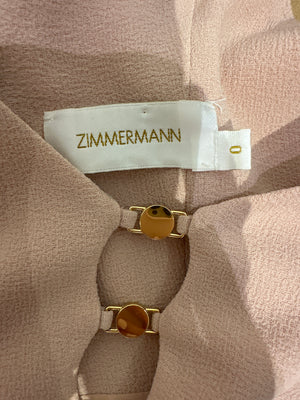 Zimmermann Blush Crepe Midi Dress with Gold Link and Split Detail Size 0 (UK 8)