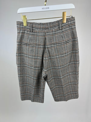 Saint Laurent Brown Houndstooth Mid Length Shorts FR 40 (UK 12)