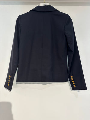 Saint Laurent Navy Double-Breasted Jacket with Gold Button Detail FR 34 (UK 6)