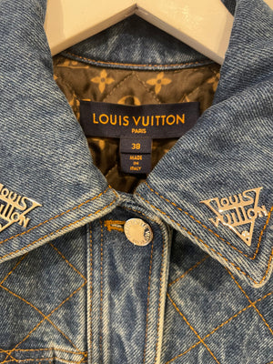 Louis Vuitton Denim Blue Jacket with Silver Logo Details Size FR 38 (UK 10)