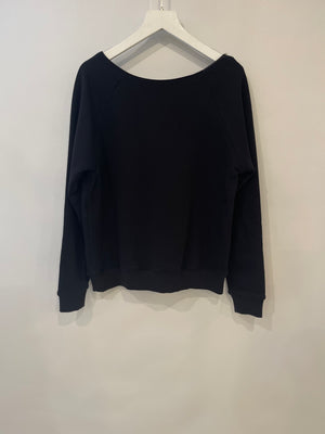 Saint Laurent Black Jumper with Leather Collar & Stud Details Size FR 36 (UK 8)