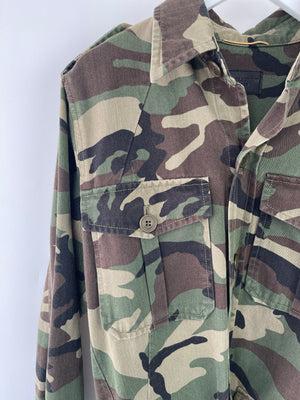 Saint Laurent Khaki Camouflage Jacket with Patch Detailing Size S (UK 8)