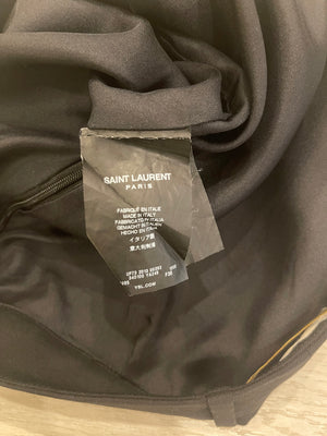 Saint Laurent Black Wool Mini Skirt with Leather Pocket Details Size FR 36 (UK 8)