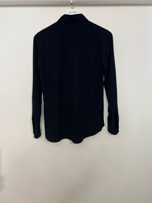 Saint Laurent Black Long-sleeve Silk Crepe Shirt Size FR 36 (UK 8)