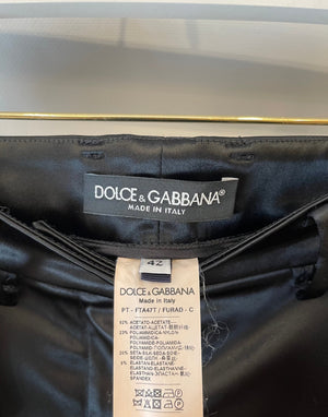 Dolce & Gabbana Black Satin Laced-Up Trousers Size IT 42 (UK 10)